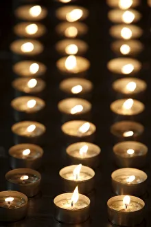 Piedmont Prints: Candles in the Santuario della Consolata, Turin, Piedmont, Italy, Europe