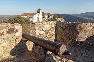 Warfare Prints: Cannon in historic castle in medieval village of Marvao
