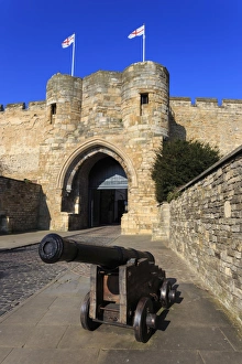 Typically British Prints: Cannon, Lincoln Castle, historic home of Magna Carta, Cathedral Quarter, City of Lincoln