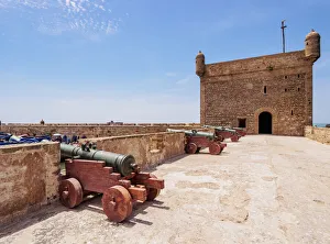 Essaouira Prints: Cannons at the city walls and Citadel by the Scala Harbour, Essaouira