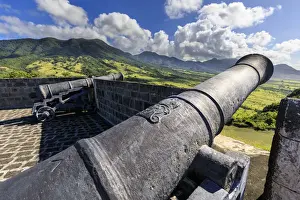 Stone Wall Prints: Cannons, royal insignia, Brimstone Hill Fortress National Park