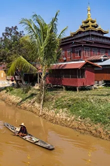 Shan State Prints: Canoe, Inle Lake, Shan state, Myanmar (Burma), Asia