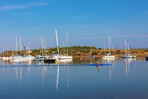 Fitness Prints: Canoeist in Harbour at Alvor, Alvor