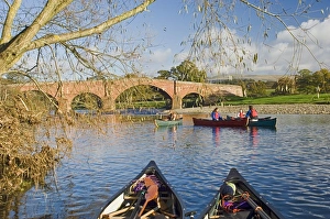 Canoeing Prints: Canoeists on the River Eden at Eden Bridge, Lazonby, Eden Valley, Cumbria