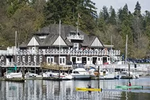 Images Dated 4th April 2009: Canoeists at Vancouver Rowing Club, Coal Harbour, Vancouver British Columbia