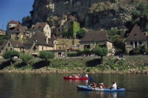 Canoeing Prints: Canoes, La Roque Gageac, Dordogne, France, Europe
