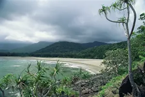 Overcast Sky Prints: Cape Tribulation, near where Captain Cook ran aground on reef, Queensland