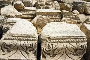 Images Dated 14th October 2007: Capitals, Jerash (Gerasa), a Roman Decapolis City, Jordan, Middle East