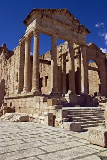 Images Dated 25th March 2008: The Capitol Temples (Capitolium), Roman ruin of Sbeitla, Tunisia, North Africa, Africa