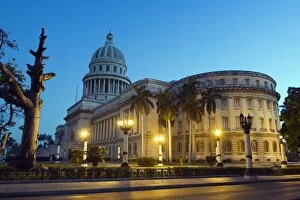 Images Dated 30th April 2010: Capitolio Nacional illuminated at night, Central Havana, Cuba, West Indies