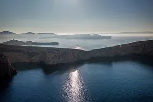 Haze Prints: Capo Caccia, aerial drone view, Sardinia, Italy, Mediterranean, Europe