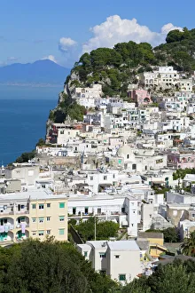 Townscape Prints: Capri town on Capri Island, Bay of Naples, Campania, Italy, Europe