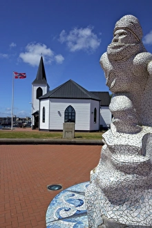 Isle Prints: Captain Scott Memorial Statue, Norwegian Church, Cardiff Bay, Cardiff, South Glamorgan