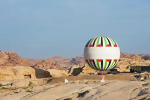 Heritage Site Prints: Captive balloon allowing an aerial view of the Historic and archaeological Nabataean city of Petra