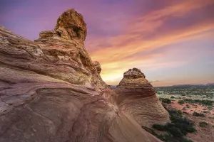 Rock Cliff Prints: Capture the breathtaking sunset over the unique sandstone formations of Coyote Buttes in the Paria Canyon-Vermilion