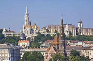 The Capuchin Church (Kapucinus templom) in the foreground, Matyas church The Capuchin Church (Kapucinus templom) in the foreground, Matyas church