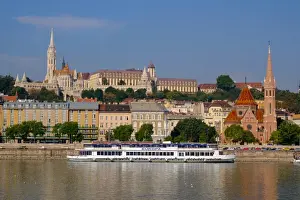 River Danube Prints: The Capuchin Church (Kapucinus Templom) and in the foreground the Matthias church