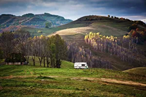 The Great Outdoors Prints: Caravan in autumn landscape, Apuseni mountains, Romania, Europe