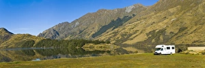 Caravan Prints: Caravan at Lake Moke campsite, Queenstown, Otago, South Island, New Zealand, Pacific