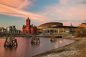 Clock Tower Prints: Cardiff Bay, Cardiff, Wales, United Kingdom, Europe