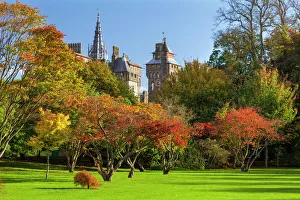 Clock Tower Prints: Cardiff Castle, Bute Park, Cardiff, Wales, United Kingdom, Europe