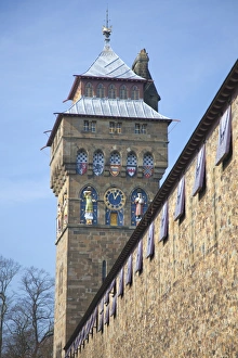 Fortified Walls Prints: Cardiff Castle, Cardiff, South Wales, Wales, United Kingdom, Europe