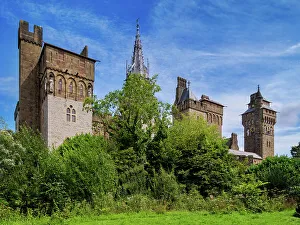 Architectural Marvel Prints: Cardiff Castle seen from Bute Park, Cardiff, Wales, United Kingdom, Europe