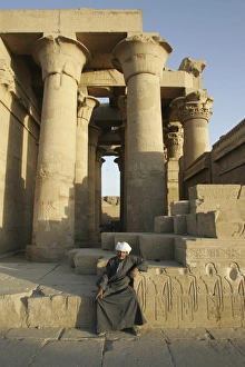 Posturing Prints: The caretaker, Kom Ombo temple, Egypt, North Africa, Africa