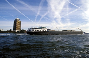 Netherland Prints: Cargo boat on the River Ij
