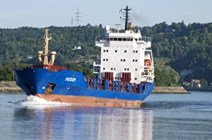River Seine Prints: Cargo on River Seine near Rouen, Normandy, France, Europe