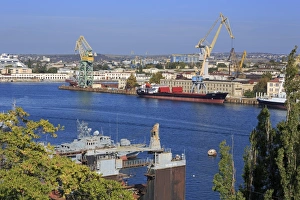 Crane Prints: Cargo ship in South Harbour, Sevastopol, Crimea, Ukraine, Europe