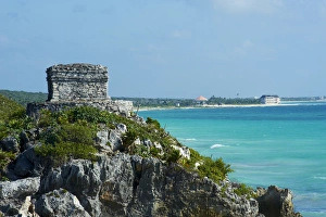 Mayan Ruin Prints: Caribbean coast and ancient Mayan site of Tulum, Tulum, Quintana Roo, Mexico