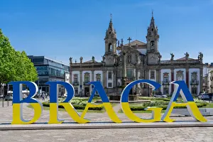 Minho Prints: Carlos Amarante square with 18th century Sao Marcos Church, Braga, Minho, Portugal, Europe