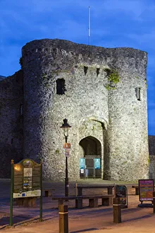 Footpath Prints: Carmarthen Castle, Carmarthenshire, Wales, United Kingdom, Europe