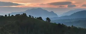 Romania Prints: Carpathian Mountains landscape at sunrise near Bran Castle, Transylvania, Romania, Europe