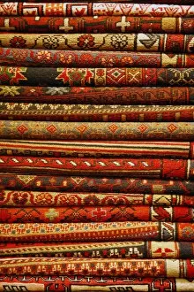 Carpets for sale in the Grand Bazaar, Istanbul, Turkey, Europe