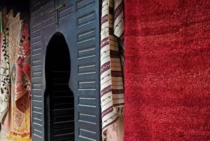 Door Collection: Carpets for sale in the souk, Marrakech (Marrakesh), Morocco, North Africa, Africa