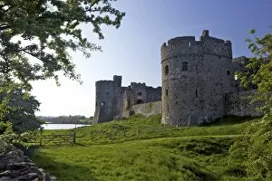Images Dated 25th May 2010: Carrew ruined castle in spring sunshine, Pembrokeshire National Park, Wales