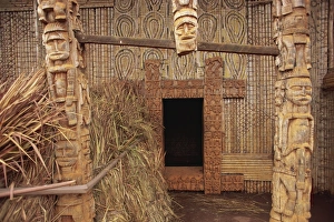 Carved Prints: Carved doorway, Chefferie, Bandjoun, Cameroon, West Africa, Africa
