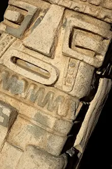 Copacabana Prints: Carved Inca statue on the coast of Lake Titicaca from Copacabana in Bolivia, South America
