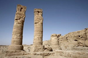 Images Dated 9th January 2000: Carved pillars stand at the entrance to the Temple
