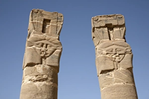 Images Dated 9th January 2000: Carved pillars stand at the entrance to the Temple