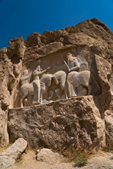 3rd Century Bc Prints: Carved relief of the Investiture of Ardashir I, 224-239 AD, Naqsh-e Rostam Necropolis