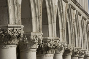 Palazzo Ducale Prints: Carved stone capitals, various heads and figures, to the pillars of the Palazzo Ducale