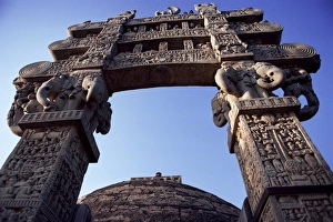 Sanchi Prints: One of the four carved stone toranas (gateways)