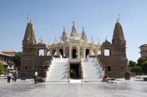 Gujarat Prints: The carved white marble Jain Swaminarayan temple, Gondal, Gujarat, India, Asia