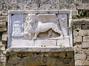Famagusta Prints: Carved winged lion of St. Mark above gate of the citadel, Famagusta, north of the island