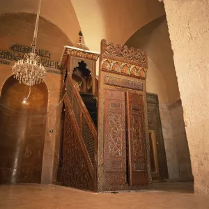 Aleppo Prints: Carved wooden mimbar (pulpit) dating from the 15th century