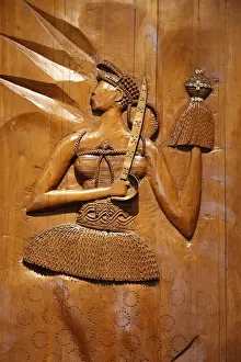 Brazilian Prints: Carved wooden relief depicting Candomble (Afro-Brazilian religion