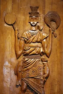 Brazil Prints: Carved wooden relief depicting Candomble (Afro-Brazilian religion